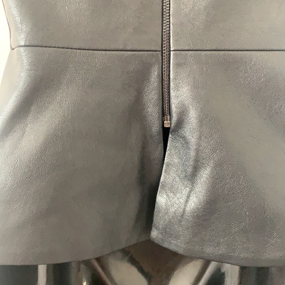 BCBG MaxAzria Cladiana Black Faux Leather Scoop Neck Peplum Tank Top - Picture 10 of 15